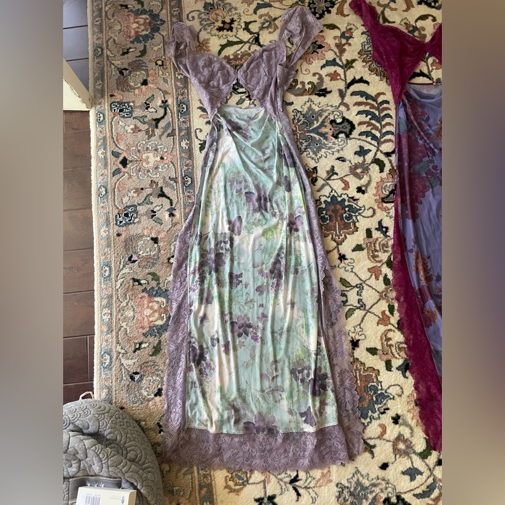 Suddenly Fine Maxi Slip in moss combo color